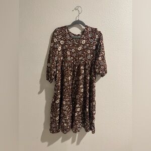 Rylee + Cru Brown Floral Kids Dress
